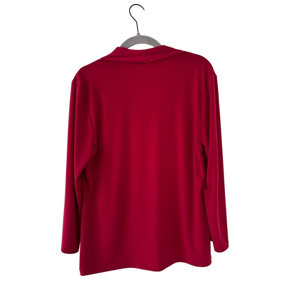 Calvin Klein Womens Red V Neck Blouse Top Long Sleeve Stretch Career Office - Picture 8 of 8